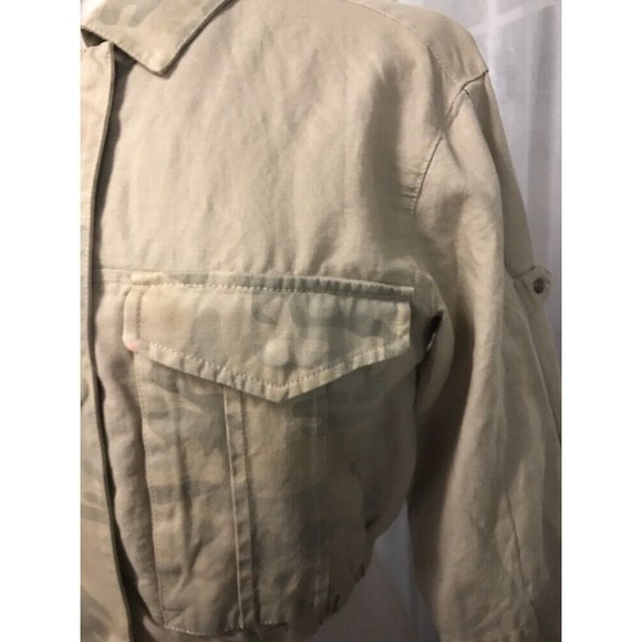 Anthropologie Hei Hei Women's Jacket Taupe Camo Crop Linen Size XSP NWT - Picture 7 of 12